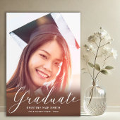 Modern Bruin Wit Kalligrafie Foto Afstuderen Aankondiging
