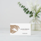 Modern Bruin & Wit Massage Therapeut Handen Visitekaartje (Staand voorkant)