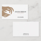 Modern Bruin & Wit Massage Therapeut Handen Visitekaartje (Voorkant / Achterkant)