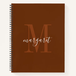 Modern bruin & wit monogram naam Spiraal Notebook Notitieboek