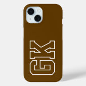 Modern Bruin Wit  Varsity Monogram Initiaal Case-Mate iPhone Case (Achterkant)