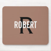 Modern bruin zwart monogram naam mannen muismat (Voorkant)
