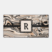 Modern Bruin Zwart Patroon Monogram Bureaumat (Voorkant)