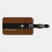 Modern Bruin Zwart Reizen World-Map Custom Bagagelabel (Achterkant horizontaal)