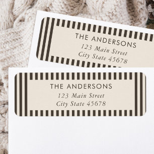 Modern bruine strepen retouradres etiket