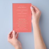 Modern Bruisend Levendig Koraal Eenvoudig Huwelijk Flyer (Hand)