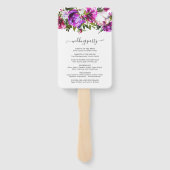 Modern Bruisend Paars Bloem Bruiloftsprogramma Handwaaier (Achterkant)