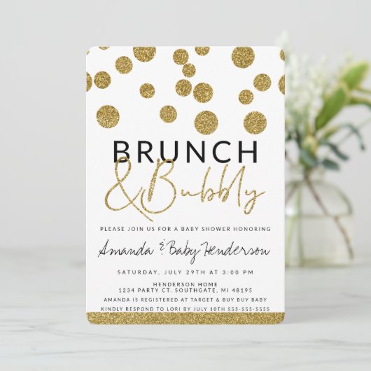 Modern Brunch & Bubble Invitation Kaart (Staand voorkant)