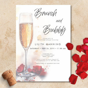 Modern Brunch & Bubbly Waterverf Vrijgezellenfeest Kaart