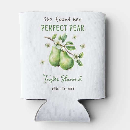 Modern Brunch Greenery Perfect Pear Vrijgezellenfe Blikjeskoeler (Achterkant)