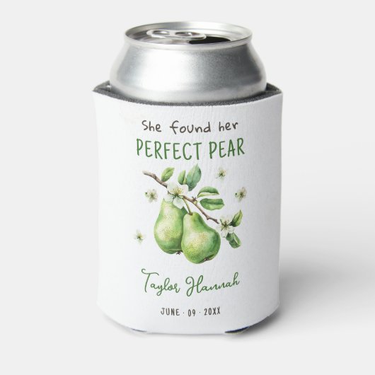 Modern Brunch Greenery Perfect Pear Vrijgezellenfe Blikjeskoeler (Blikje Achterkant)