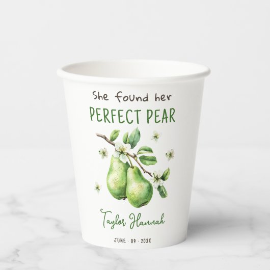 Modern Brunch Greenery Perfect Pear Vrijgezellenfe Papieren Bekers (Voorkant)