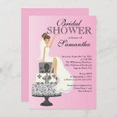 Modern Brunette Bride Bridal Shower Kaart (Voorkant / Achterkant)