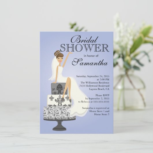 Modern    BrunetteBride Bridal Shower Kaart (Staand voorkant)