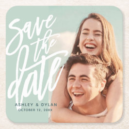 Modern Brush Bewaar de datum aankondiging Kartonnen Onderzetters