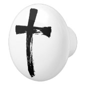 Modern Brush Cross - Christelijk Artistic Crucifix Keramische Knop (Rechts)