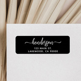 Modern Brush Handwritten Black Return Address Etiket