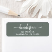 Modern Brush Handwritten Green Return Address Etiket (Insitu)