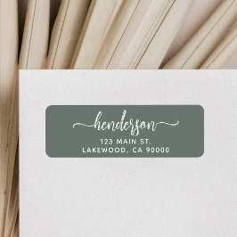 Modern Brush Handwritten Green Return Address Etiket