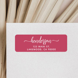 Modern Brush Handwritten Red Return Address Etiket