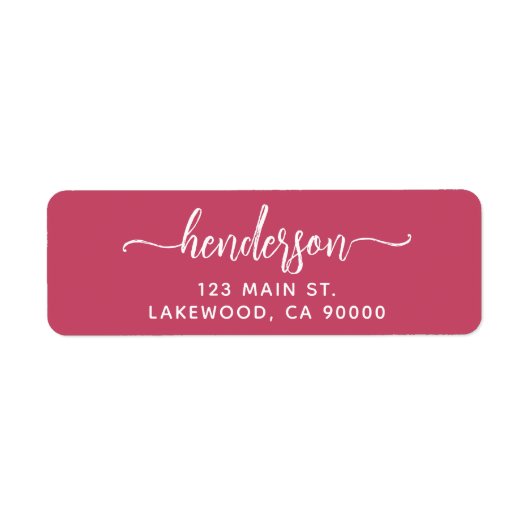 Modern Brush Handwritten Red Return Address Etiket (Voorkant)