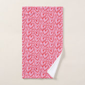 Modern Brush Heart Pink Red Pattern Bad Handdoek (Handdoek)
