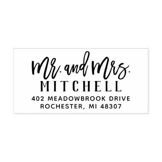 Modern Brush Mr and Mrs Return Address Rubberstempel (Afrduk)