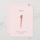 Modern Brush Roos Gold Trouwtafel nummer 1 Briefkaart (Voorkant / Achterkant)