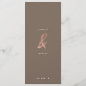 Modern Brush Roos Gold Wedding Menu (Achterkant)
