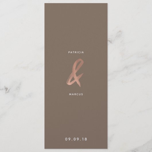 Modern Brush Roos Gold Wedding Menu (Achterkant)