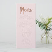 Modern Brush Roos Gold Wedding Menu (Staand voorkant)