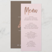 Modern Brush Roos Gold Wedding Menu (Voorkant / Achterkant)