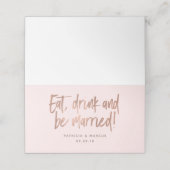 Modern Brush Roos Gold Wedding Place Card Plaatskaartje (Buitenkant ongevouwen)