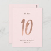 Modern Brush Roos Goud Trouwtafel nummer 10 Briefkaart (Voorkant / Achterkant)