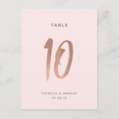 Modern Brush Roos Goud Trouwtafel nummer 10 Briefkaart (Voorkant)