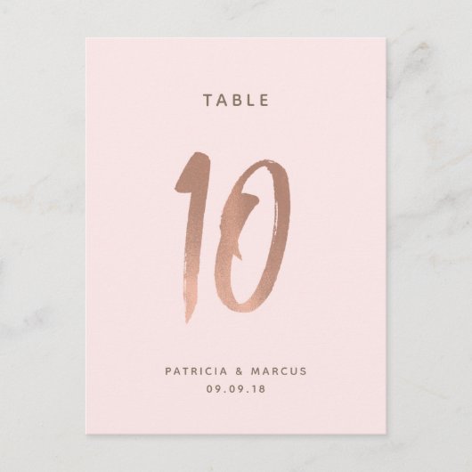 Modern Brush Roos Goud Trouwtafel nummer 10 Briefkaart (Voorkant)