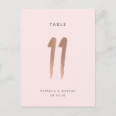 Modern Brush Roos Goud Trouwtafel nummer 11 Briefkaart (Voorkant)