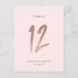 Modern Brush Roos Goud Trouwtafel nummer 12 Briefkaart