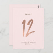 Modern Brush Roos Goud Trouwtafel nummer 12 Briefkaart (Voorkant / Achterkant)