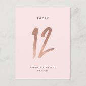 Modern Brush Roos Goud Trouwtafel nummer 12 Briefkaart (Voorkant)