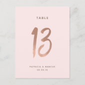 Modern Brush Roos Goud Trouwtafel nummer 13 Briefkaart (Voorkant)