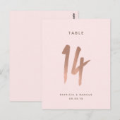 Modern Brush Roos Goud Trouwtafel nummer 14 Briefkaart (Voorkant / Achterkant)