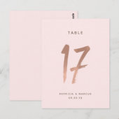 Modern Brush Roos Goud Trouwtafel nummer 17 Briefkaart (Voorkant / Achterkant)