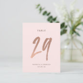 Modern Brush Roos Goud Trouwtafel nummer 29 Briefkaart (Staand voorkant)