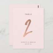 Modern Brush Roos Goud Trouwtafel nummer 2 Briefkaart (Voorkant / Achterkant)