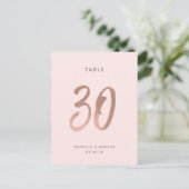 Modern Brush Roos Goud Trouwtafel nummer 30 Briefkaart (Staand voorkant)