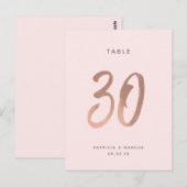 Modern Brush Roos Goud Trouwtafel nummer 30 Briefkaart (Voorkant / Achterkant)
