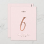 Modern Brush Roos Goud Trouwtafel nummer 6 Briefkaart (Voorkant / Achterkant)