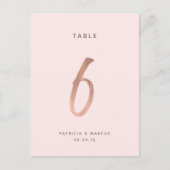 Modern Brush Roos Goud Trouwtafel nummer 6 Briefkaart