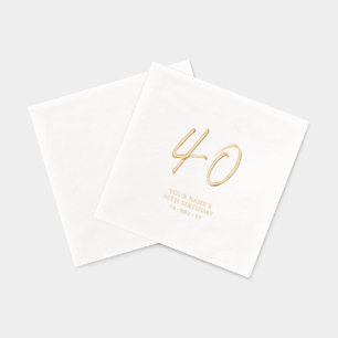 Modern Brush Schrift 40e Verjaardagsfeestje Folie Servetten